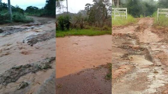 Estradas sem pavimentação ficaram inacessíveis para veículos de moradores.