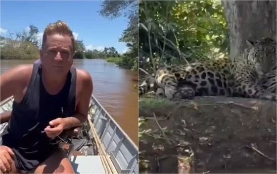 Durante férias no Pantanal, cantor flagra onça-pintada