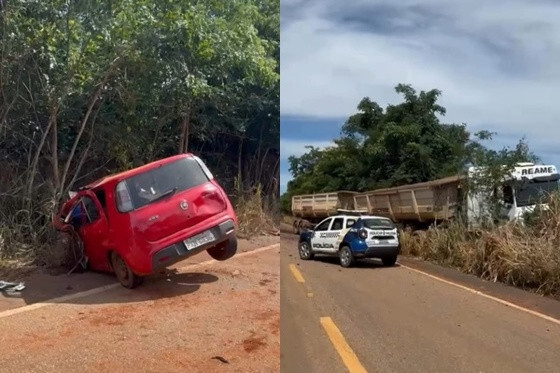 Os veículos acabaram saindo da pista após o acidente