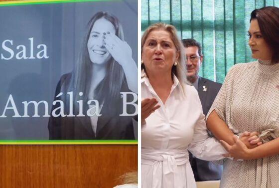 A mãe de Amália, Maria Helena Scudeler Barros, e a ex-primeira-dama Michelle Bolsonaro, que era amiga de Amália.