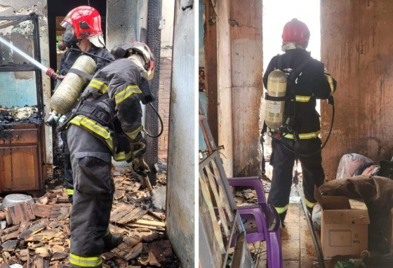 O fogo foi contido pelo Corpo de Bombeiros