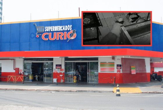 Três criminosos invadiram o supermercado Curió na madrugada desta sexta (21)