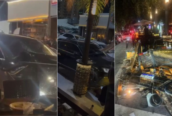 Marllon Pezzin destruiu o deck do Restaurante Haru na noite deste sábado (24)