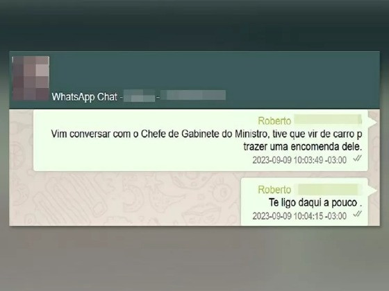 Mensagem de Roberto Zampieri enviada a um interlocutor em 9 de setembro de 2023