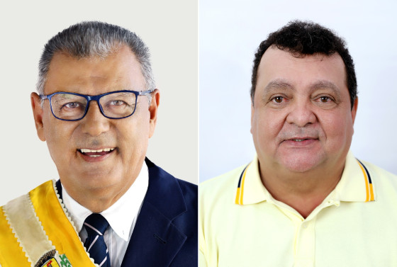 Prefeito Ari Cândido (PL) e vice-prefeito Eduardo Oliveira (PP) de Nova Olímpia