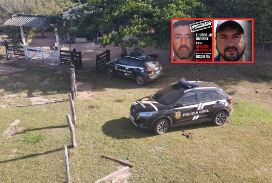 Eustério José Nogueira e o seu filho Silas Domingos Nogueira são procurados pela Polícia Civil pelo assassinato de Leandro Souza Rocha