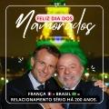 Embaixada posta foto de Lula e Macron abraçados