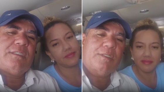 Ao lado da esposa, Adelcino Lopo conseguiu embarcar com destino a Dubai.