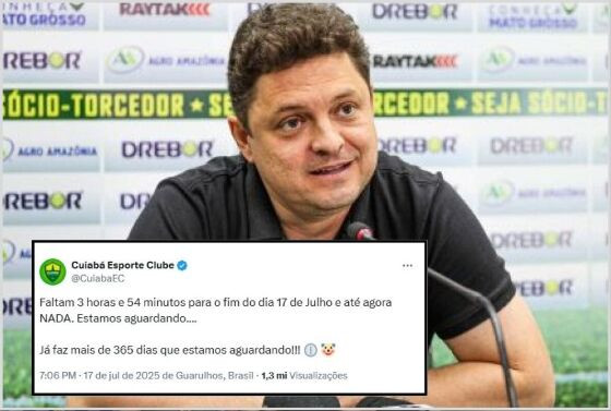 Segundo o dirigente, o atraso compromete diretamente a saúde financeira do Cuiabá, que atualmente disputa a Série B do Campeonato Brasileiro.