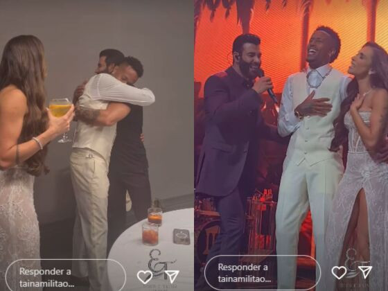 O jogador do Real Madrid chegou a se emocionar ao encontrar Gusttavo Lima na chegada ao evento.