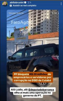 postagem abilio contra ludio e barranco sobre operação da pf