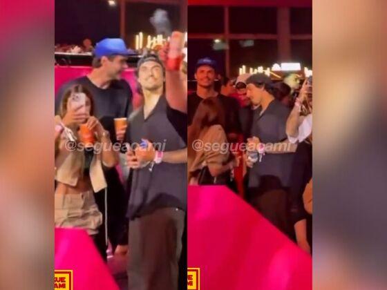 Gabriel Medina e Isabella Arantes flagrados nos bastidores.