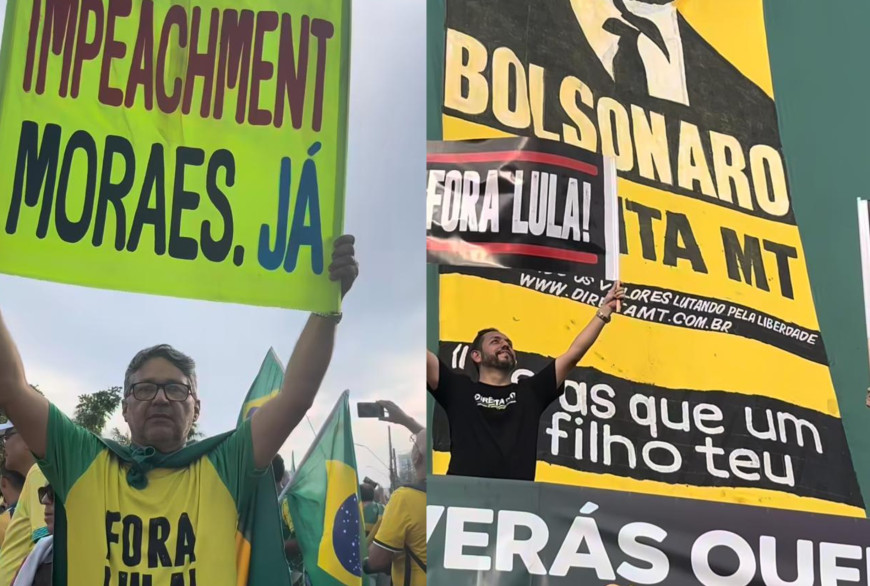 Bolsonaristas lotam Praça do Choppão e pedem impeachment de Lula e Alexandre de Moraes