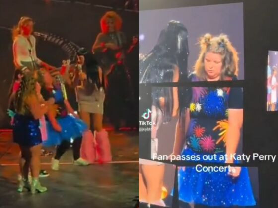 Katy Perry durante show em Detroit; fã desmaiou de emoção