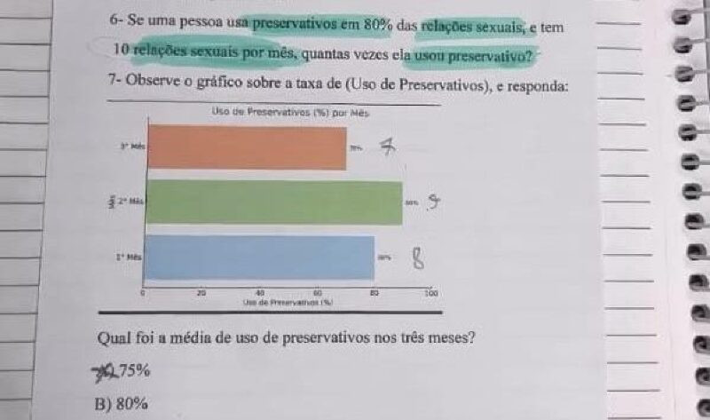 exercício de matemática sobre uso de camisinhas