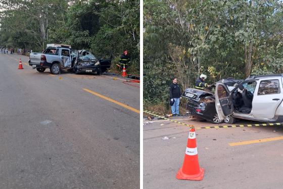 Vítimas fatais precisaram ser retiradas de veículo.