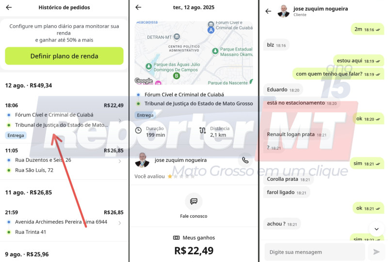PRINTS MOTORISTA APLICATIVO - JOSÉ ZUQUIM - EDUARDO SOARES DE MORAES
