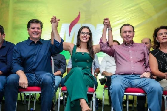 O presidente nacional do MDB, Baleia Rossi, marcou presença no ato.