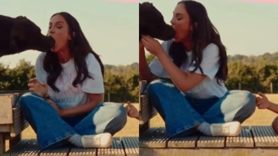 Vicky Pattison chocou a web ao dar "beijo de língua" em seu cachorro