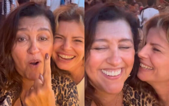 Regina Casé encontra com Debora Bloch e brinca sobre Vale Tudo