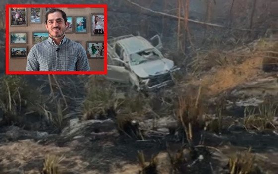 O produtor tentava conter um incêndio que atingia a propriedade da família