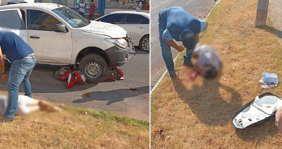  Com o impacto, a moto é arremessada para debaixo do veículo e fica completamente destruída