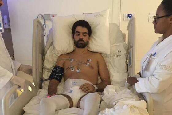 Bruno Drummont de Freitas, 31, durante processo de recuperação após sofrer um acidente de carro que o deixou tetraplégico, em 2018; ele recebeu a polilaminina 24 horas após o acidente e atualmente não tem sequelas 