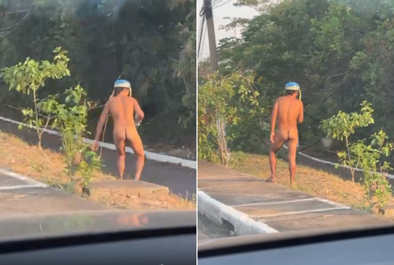 Em um vídeo que circula nas redes sociais, nesta quinta-feira (2), é possível ver o peladão caminhando tranquilamente pela Ponte do Rio Coxipó.