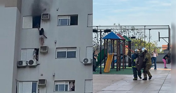 Dois bombeiros ficaram feridos durante a ocorrência.