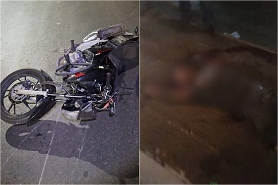 Com o impacto, a moto foi arrastada por mais de 50 metros do local do acidente.