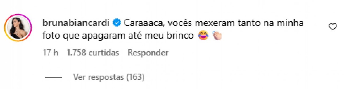 A página publicou o registro da ida de Bruna a um desfile de uma marca de grife em São Paulo, que aconteceu nesta segunda-feira (27).