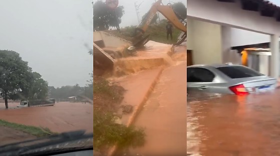 Chuva registrada desde as primeiras horas de hoje (29) deixou Pontes e Lacerda embaixo d'água