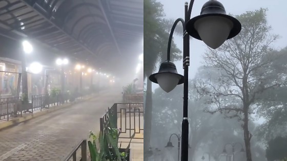 Chapada dos Guimarães ficou coberta por neblina nessa quarta (29)