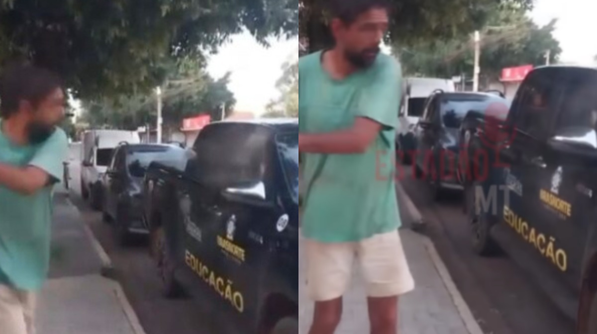 Vídeo flagra morador de rua destruindo Hilux da Prefeitura de Brasnorte