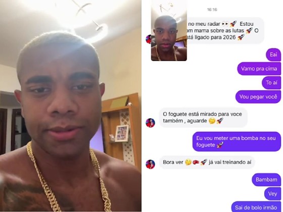 Davi Brito mostrou print da conversa em que Bambam o desafia para lutar no próximo 