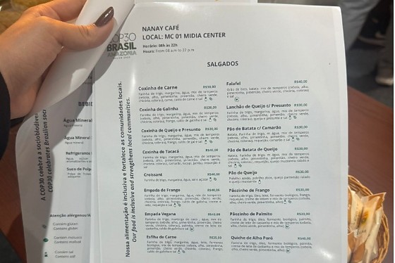 O site oficial da COP30 proíbe entrada de alimentos externos “por motivos de segurança”.