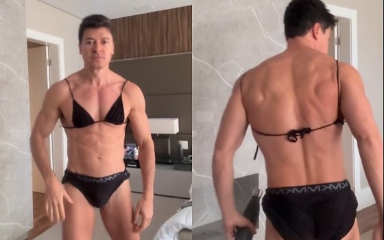 Rodrigo Faro apostou em trend de biquíni criada por Patrícia Ramos