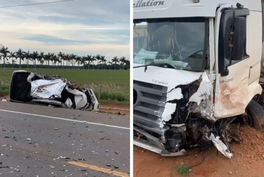 Motorista morre em acidente entre Strada e caminhão na BR-163 em Sorriso