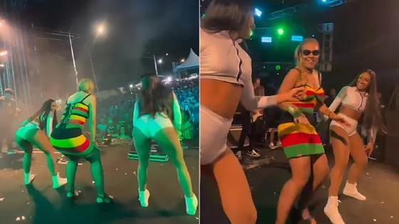 Prefeita de Ibicaraí, Monalisa Tavares, durante show da banda La Fúria.