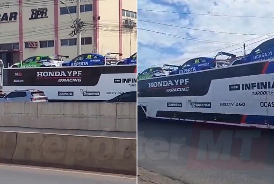 Vídeos feitos por motoristas mostram caminhões transportando os veículos pelas principais vias da cidade, como na Avenida Miguel Sutil.