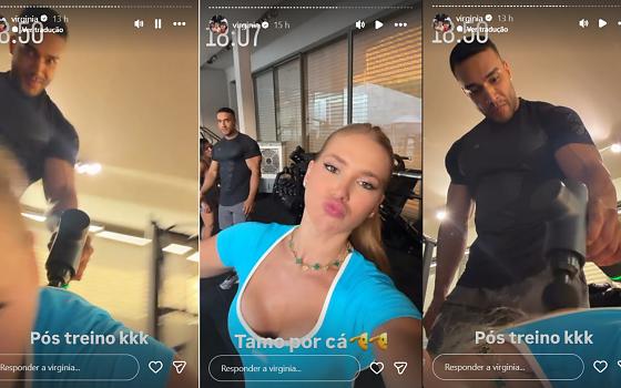 No registro, Virginia conversa com o profissional enquanto as filhas assistem à cena.