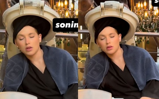 Virginia tira cochilo em salão de beleza