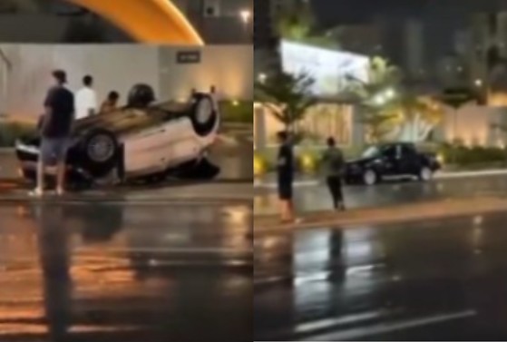 Acidente foi registrado durante a chuva que caiu em Cuiabá na noite dessa quinta (13)