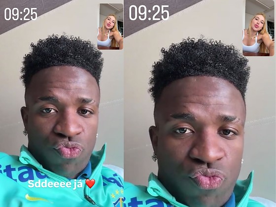 Virginia mostra chamada de vídeo com Vini Jr