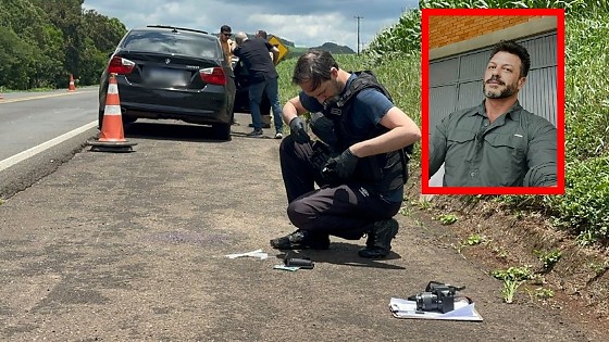 O carro onde o cantor estava passou por perícia; Ewerton Zanatta (no detalhe)