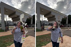 Professora estoura champanhe na porta PF onde Bolsonaro está preso