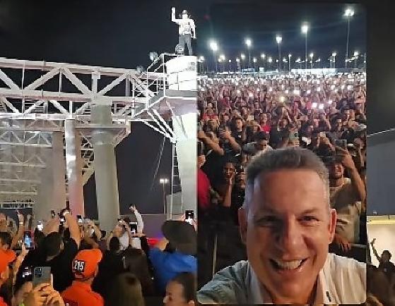 Diretamente do parque, Mauro gravou um vídeo mostrando o público e um trecho da abertura do show do artista