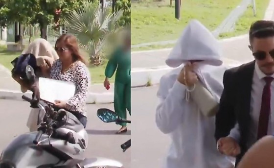 Médica e técnica de enfermagem chegaram com o rosto coberto e evitaram falar com a imprensa.
