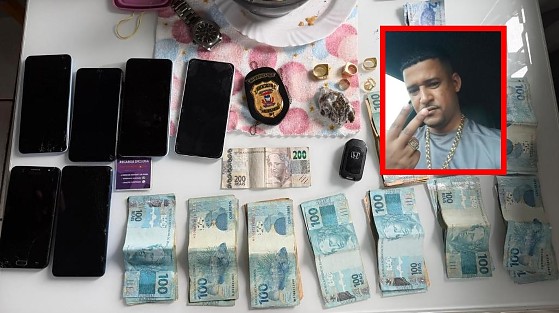 Momento em que Thiago Henrique (no detalhe) foi preso ao desembarcar no aeroporto