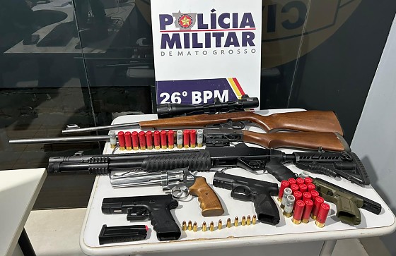 Armas foram apreendidas na casa de suspeito por violência doméstica